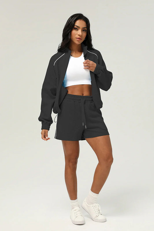 ALO YOGA Chic Active Lounge Set – Jacket & Shorts