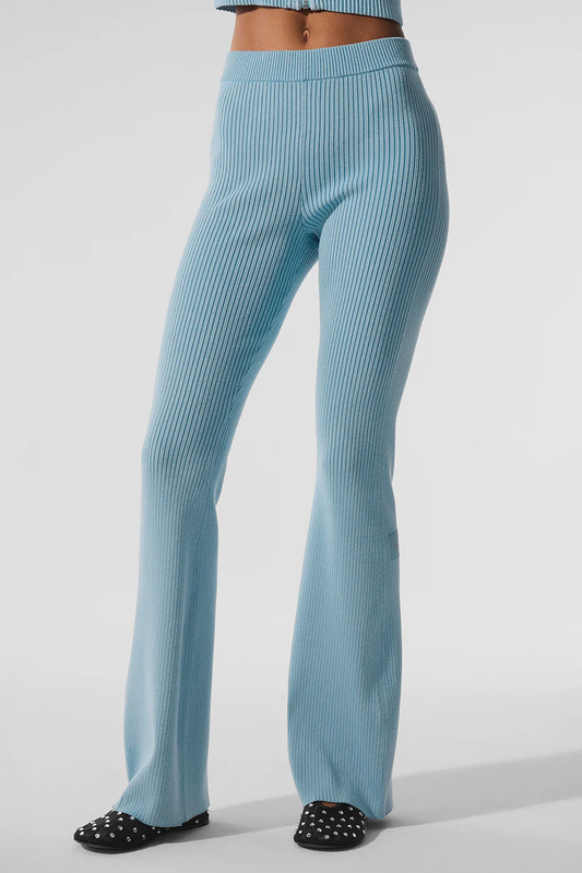 ALO YOGA Denim Knit High-Waist Flare Pant