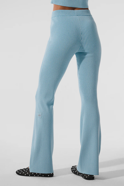 ALO YOGA Denim Knit High-Waist Flare Pant