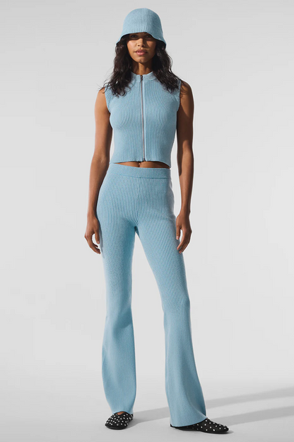 ALO YOGA Denim Knit High-Waist Flare Pant
