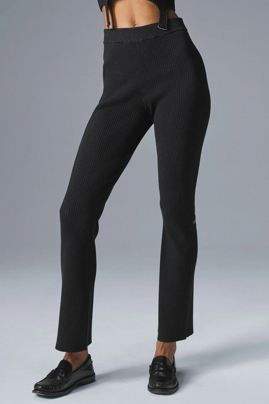 ALO YOGA Denim Knit High-Waist Flare Pant