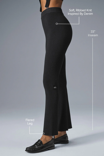 ALO YOGA Denim Knit High-Waist Flare Pant