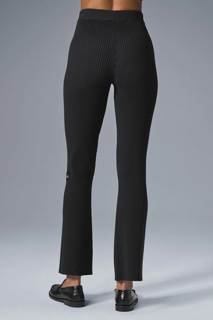 ALO YOGA Denim Knit High-Waist Flare Pant
