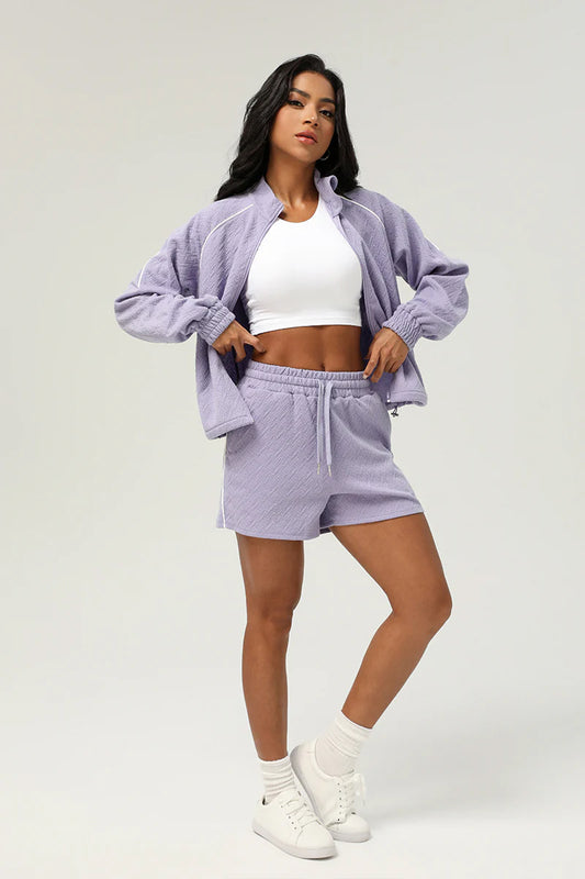 ALO YOGA Chic Active Lounge Set – Jacket & Shorts